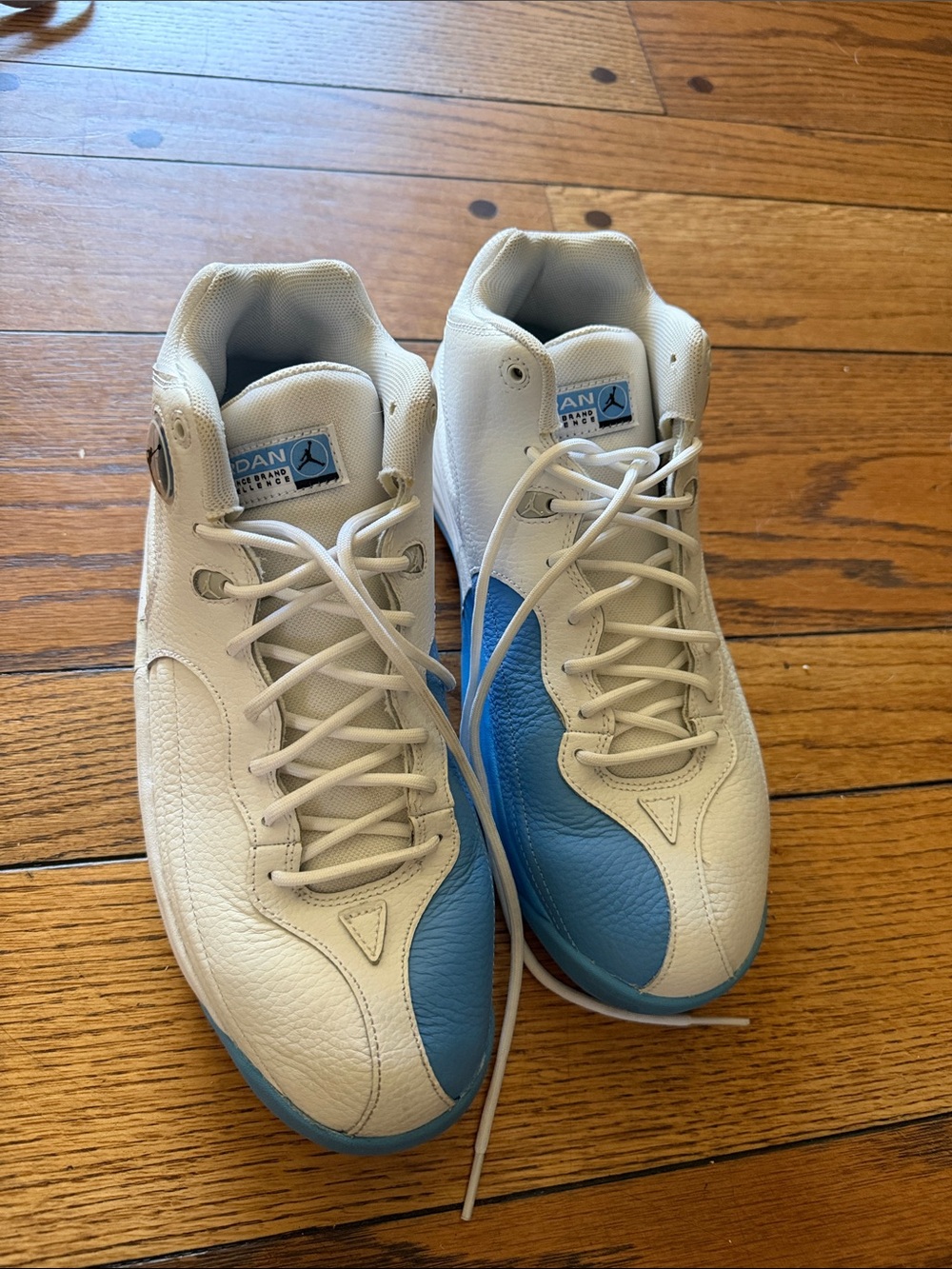 Jordan White and Light Blue Men’s Basketball Sneakers